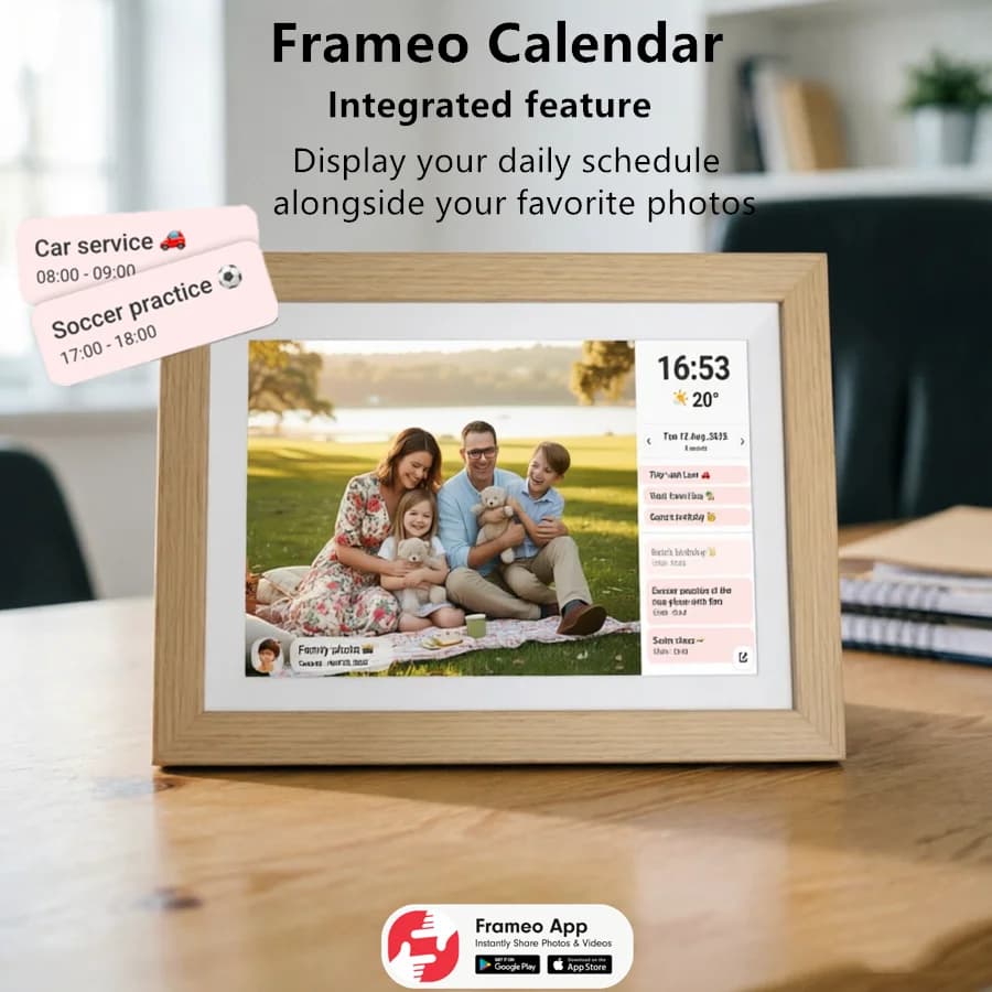 10.1-inch wooden electronic calendar frame WIFI mobile app for transferring photos Frameo high-definition Picture Frame 32G