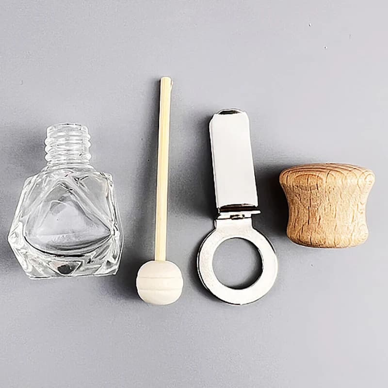 Essential Oil Diffuser for Auto with Decorative Clip, Vacuum Glass Bottle for Aromatherapy