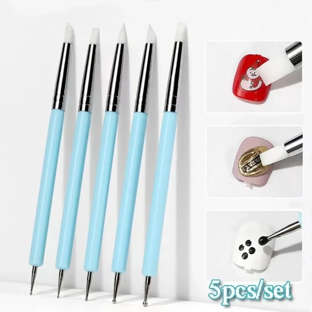 Set di 5 Utensili in Silicone per Modellare l'Argilla, Strumenti per Nail Art e Ceramica, Attrezzi Fai-da-Te per Intaglio e Scultura