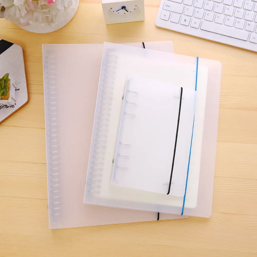 B5 Transparent Plastic Loose Leaf File Folder with Round Ring Binder for Document Organization Home Office School Use File