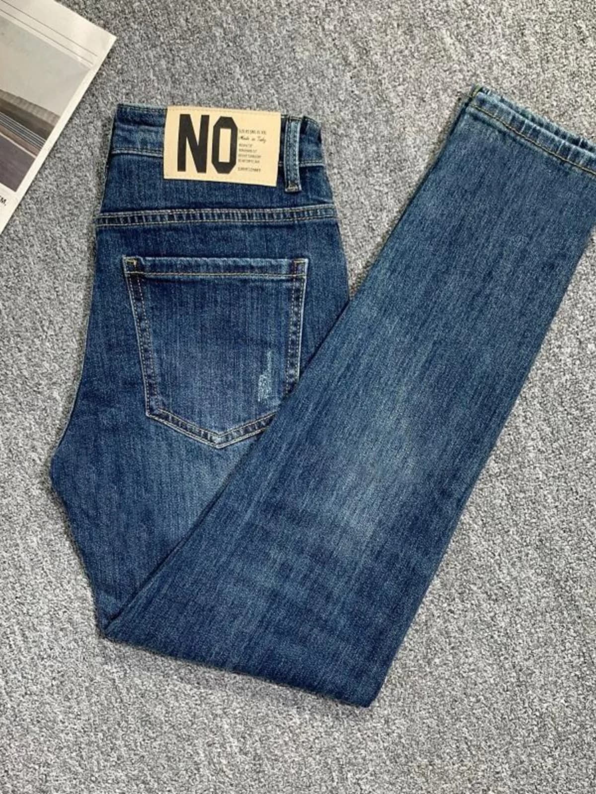 Casual Washed Stretch Blue Jeans Men's Slim Fit Low Waist Long Pants Youth Fashion Resistant to Ironing Modern Style