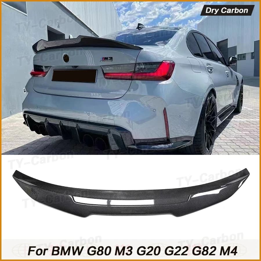 For BMW 3 Series 4 G20 G28 G22 M3 G80 G82 M4 2020+ PSM Royal Carbon Fiber Dry Spoiler Rear Bumpers Horn Boot Spoiler