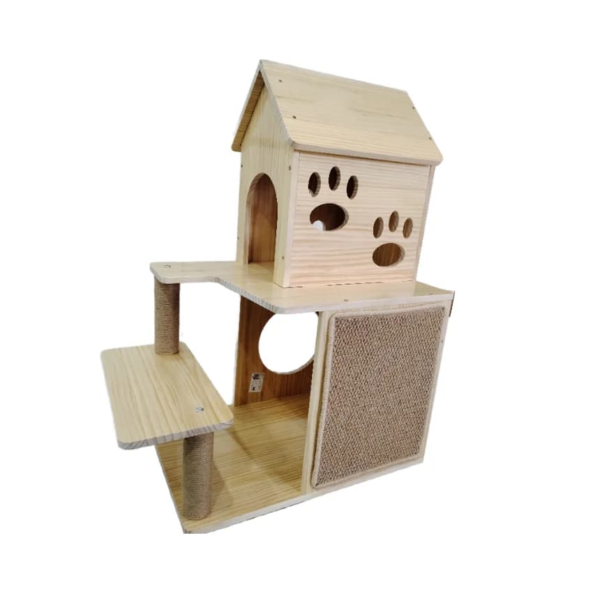 # Torre per Gatti a Doppio Livello con Cuccia e Struttura per Arrampicata, Arredamento per Animali Domestici da Interno per Soggiorno - Offerta Speciale