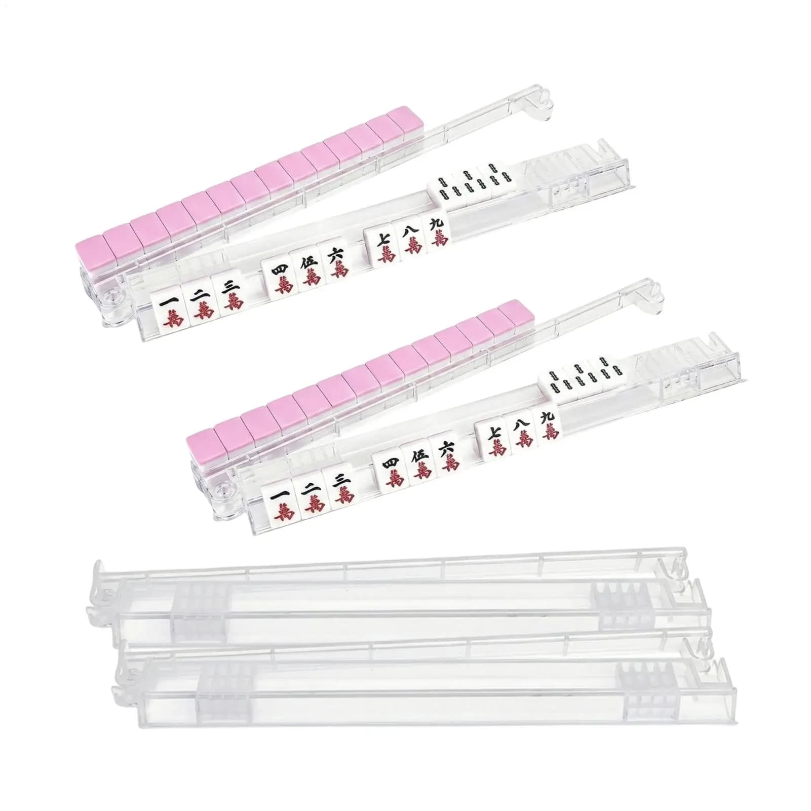 Supporti per Mahjong in Acrilico con Spingitori, Vassoio Antiscivolo in Acrilico, Set da 4 Pezzi per Mahjong Americano, per Giocatori Adulti e Principianti, Uso Domestico