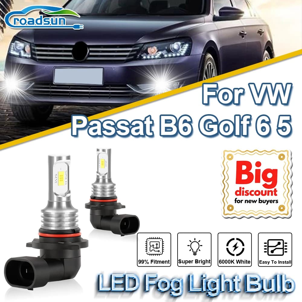 Roadsun For VW Passat B6 Golf 6 5 2PCS Auto Fendinebbia Front Ampoule Super Luminous Ultra Powerful Auto Fendinebbia Lampadina Plug And Play