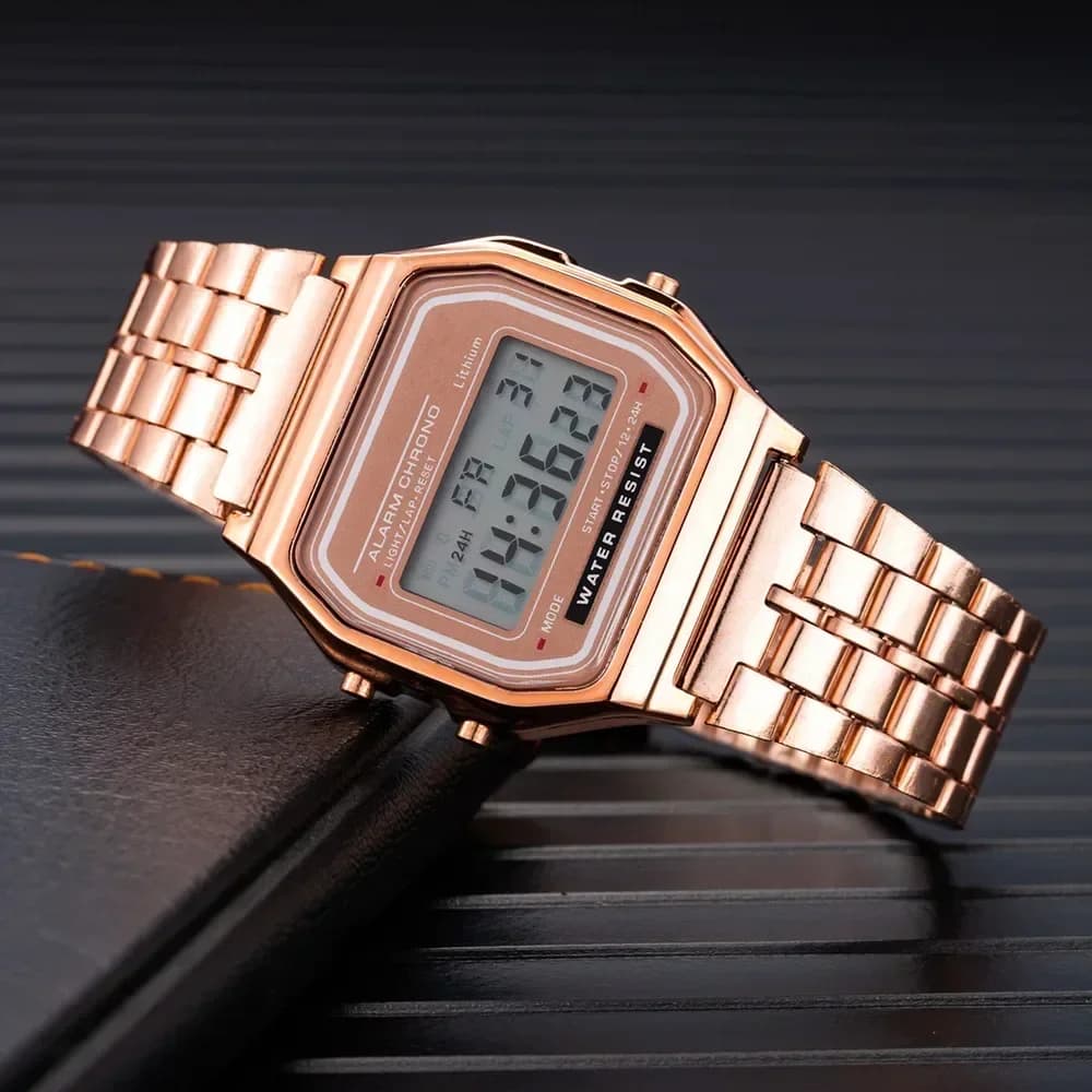 Women's casual electronic watch Retro stainless steel men's watch for women Digital watch unisex Multifunction wristwatch