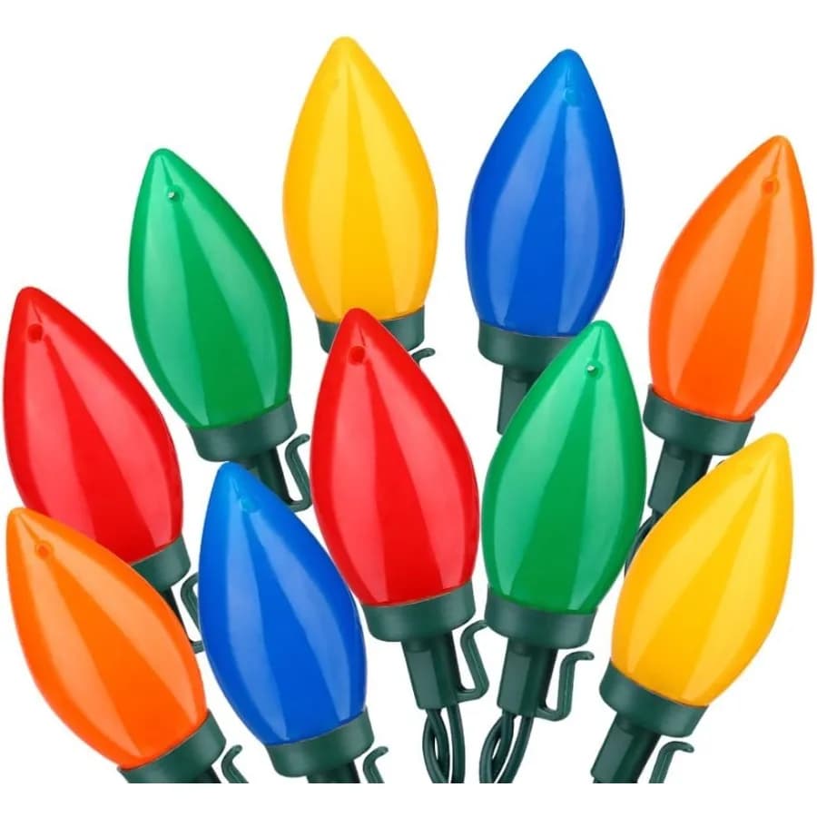 Luci di Natale Classiche C9 con Grandi Lampadine, 100 LED, 64 Piedi, Illuminazione a Forma di Fragola per Esterni e Interni