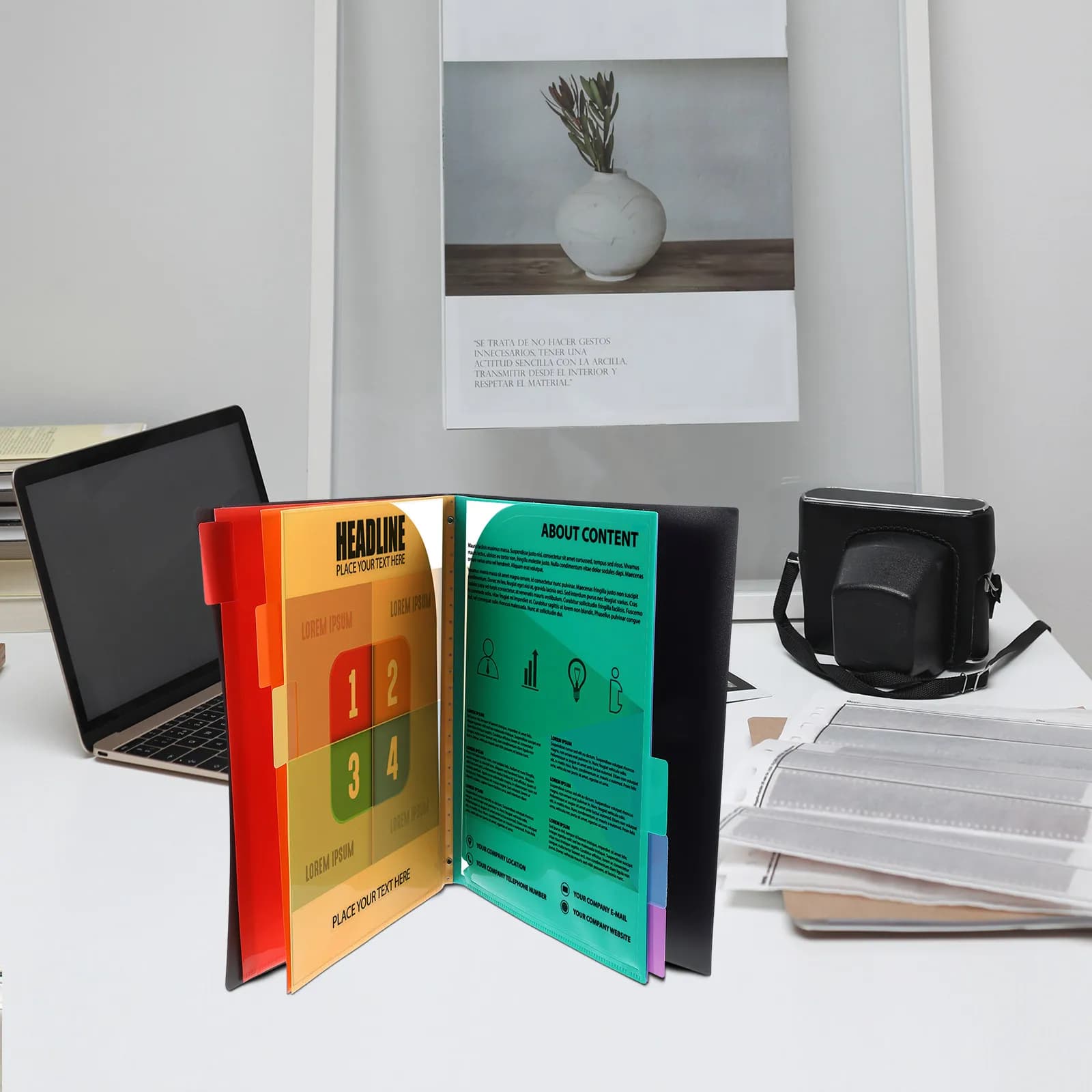 PP Plastic Document Folder with Pocket Design Heavy Duty File Organizer for Office Home Conference Paper