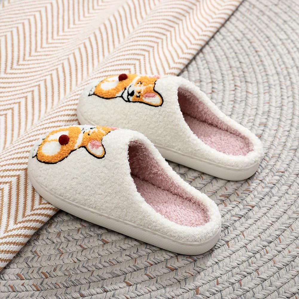 Pantofole a Forma di Cane in Peluche, Pantofole Chiusure Frontali Antiscivolo, Pantofole Divertenti a Forma di Animale Cartone Animato, Comode Pantofole Corgi per Interni e Camera da Letto