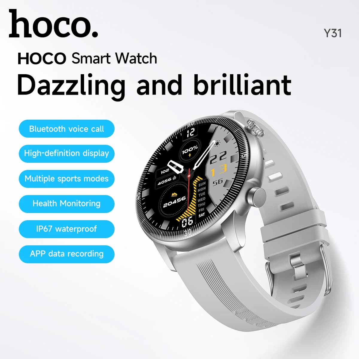 HOCO 1.46 TFT Touch Screen Smart Watch Bluetooth 5.3 Versione di chiamata Supporto Sonno Frequenza cardiaca Monitoraggio dell'ossigeno nel sangue Orologi sportivi