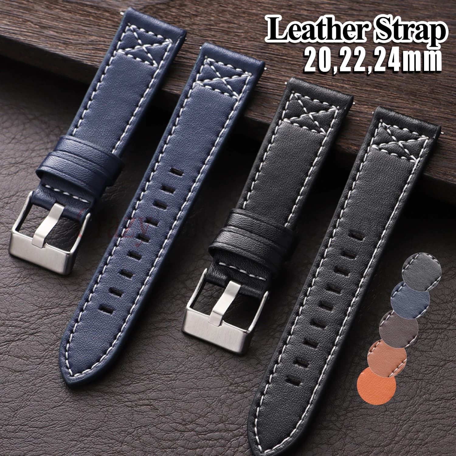 Retro Cowhide Watch Strap 20mm22mm24mm Universal Vintage Leather Bracelet Business Black Brown Women Men Bracelet Belt Accessory