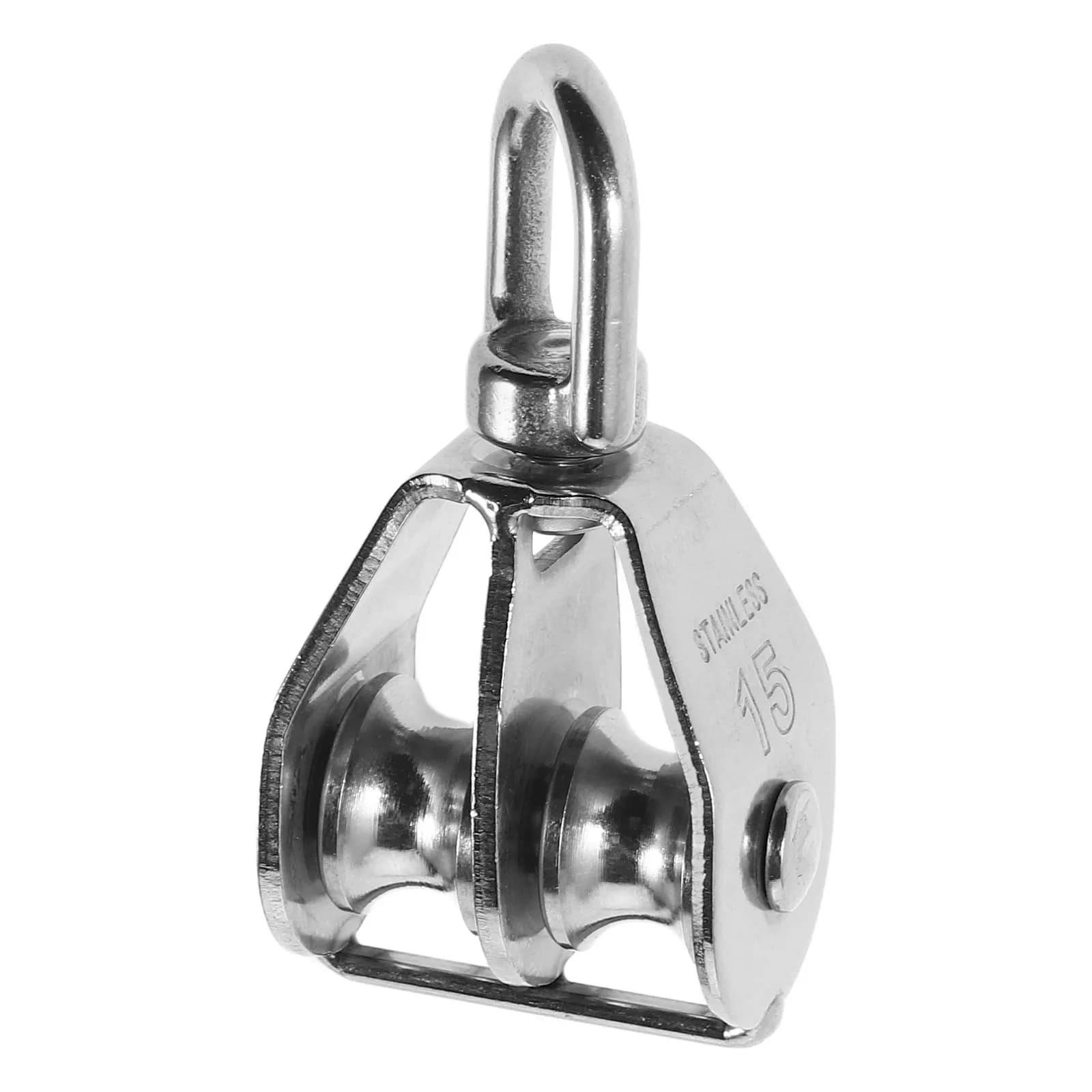 Heavy Duty Stainless Steel Dual Pulley Marine Grade Rope Pulley Wheel for Fishing Nets Boats Docks Lifting Traction Cable Rope