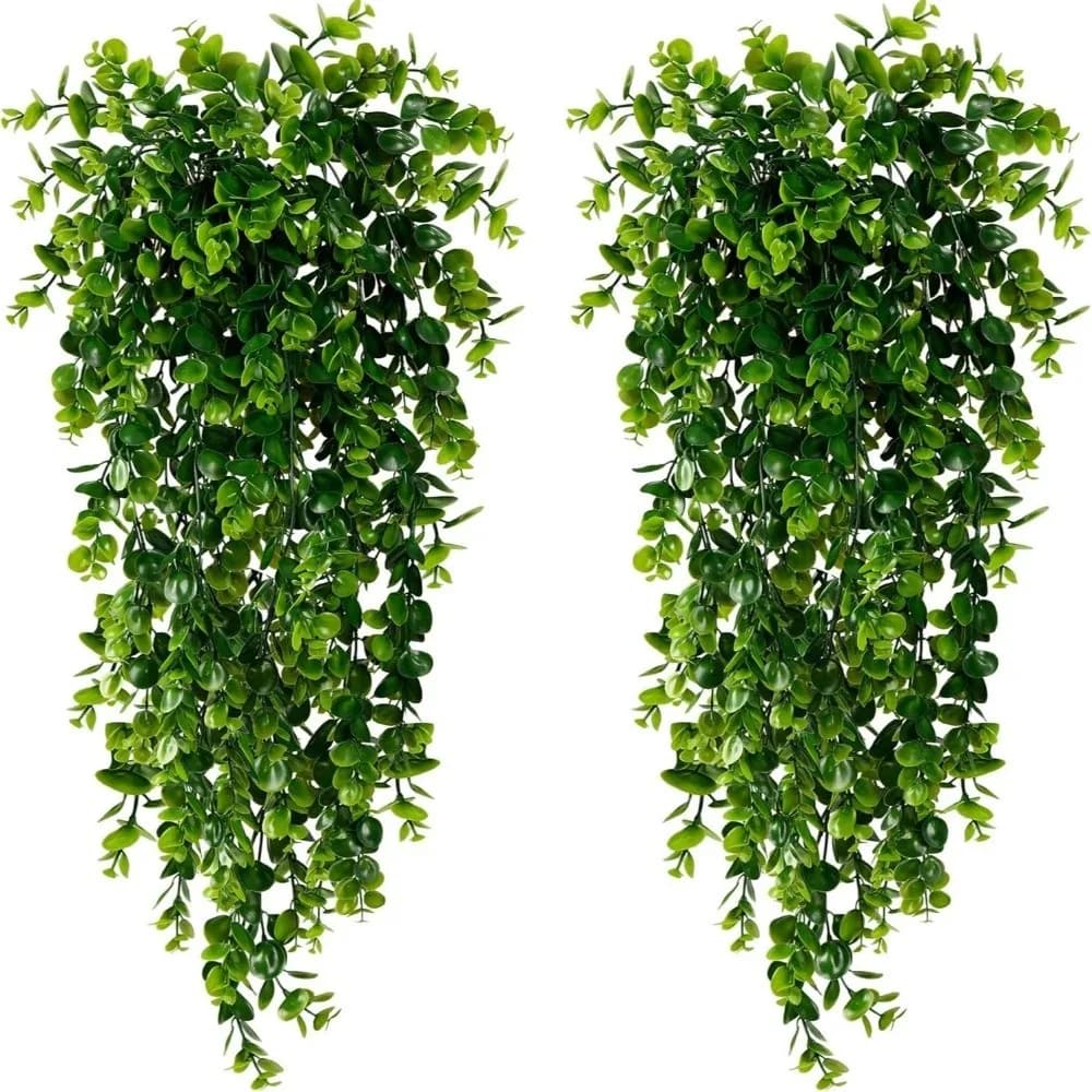 New Plastic Artificial Plant Vine Green Color Rattan Leaves Wall Hanging Vine Branches Fake Hanging Plants Garden