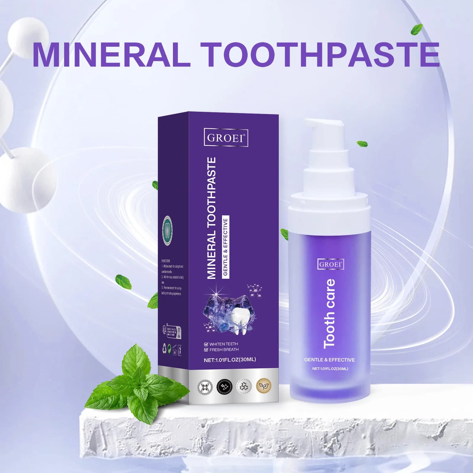 30ml mineral essence toothpaste for teeth whitening Remove tartar and plaque Detergent for oral hygiene Fresh food