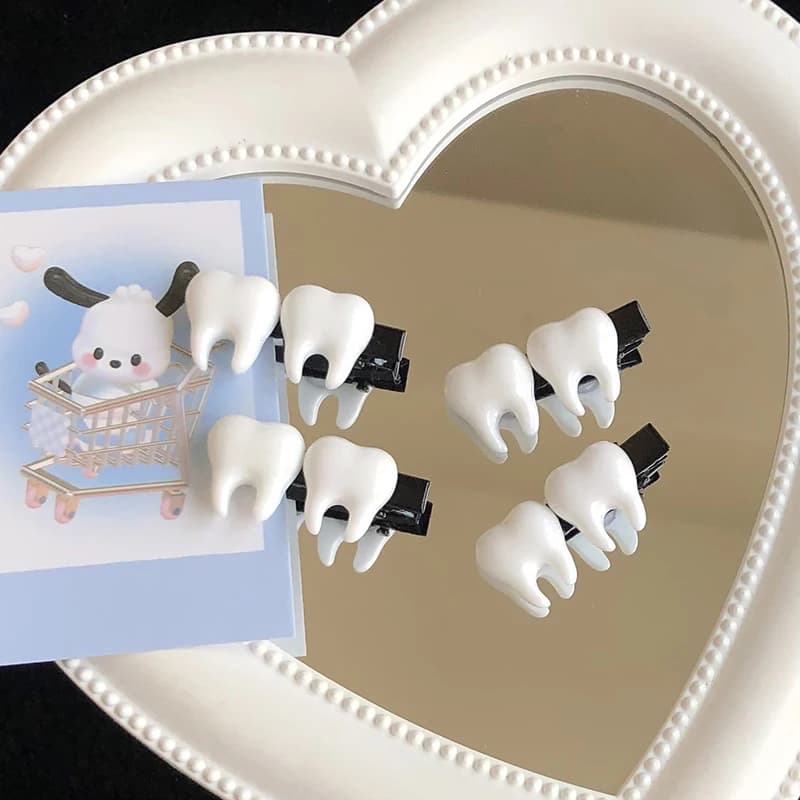 Fun Creative Teeth Hair Clip Y2k Hairpin Side Bang Bars Fashionable Hair Cover for Girls Gifts