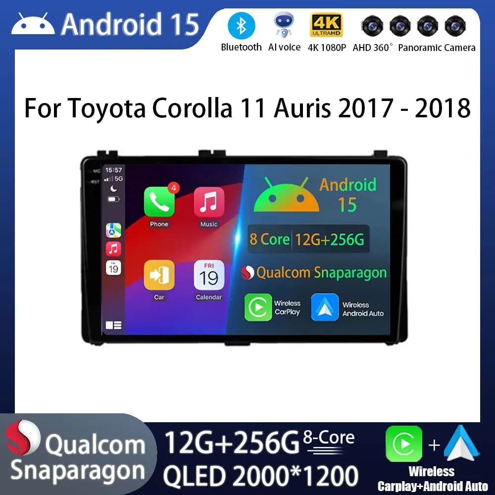 Android 15 Autoradio Per Toyota Corolla 11 Auris E180 2017 2018 2019 GPS Wireless Carplay Auto Qualcomm Viedo Lettore 4G LTE DSP