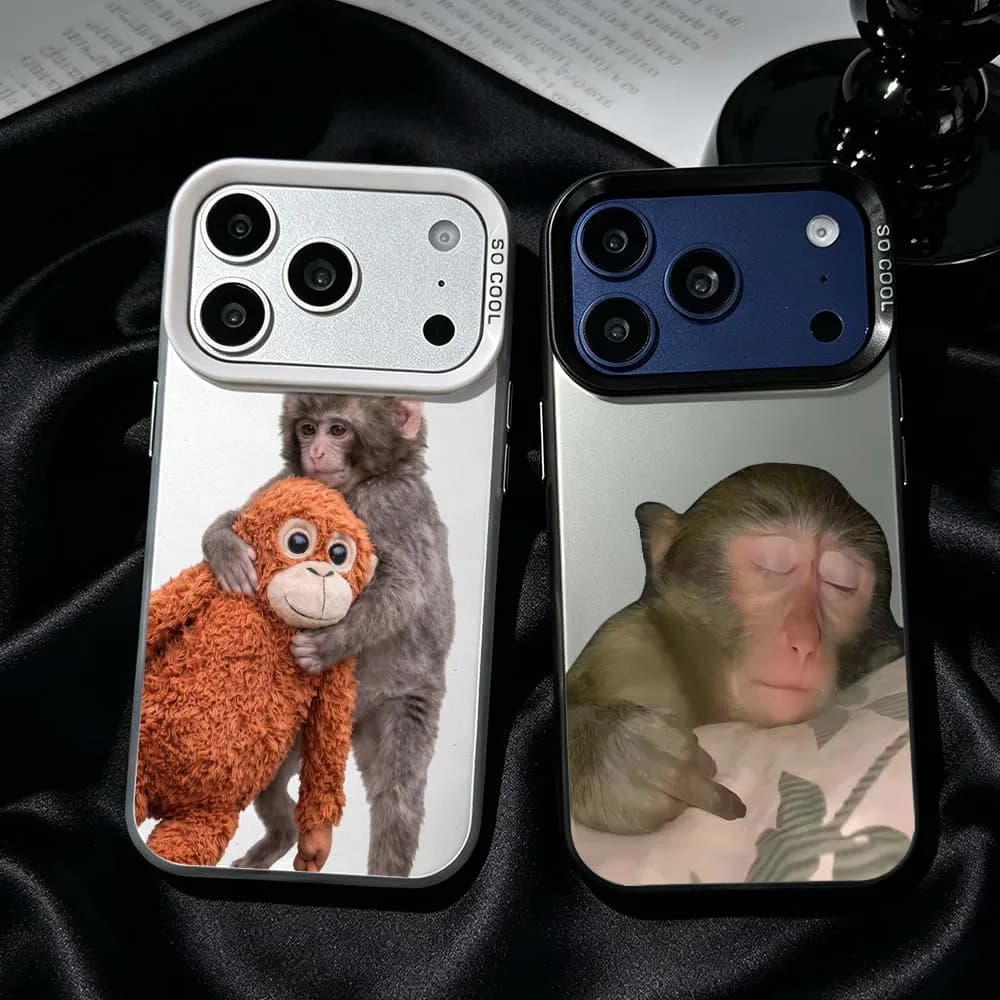 Cartoon Abstract Monkey Phone Case For iPhone 17 Air 16 15 14 13 12 Mini 11 Pro Max Plus Shockproof Plating Matte Cover