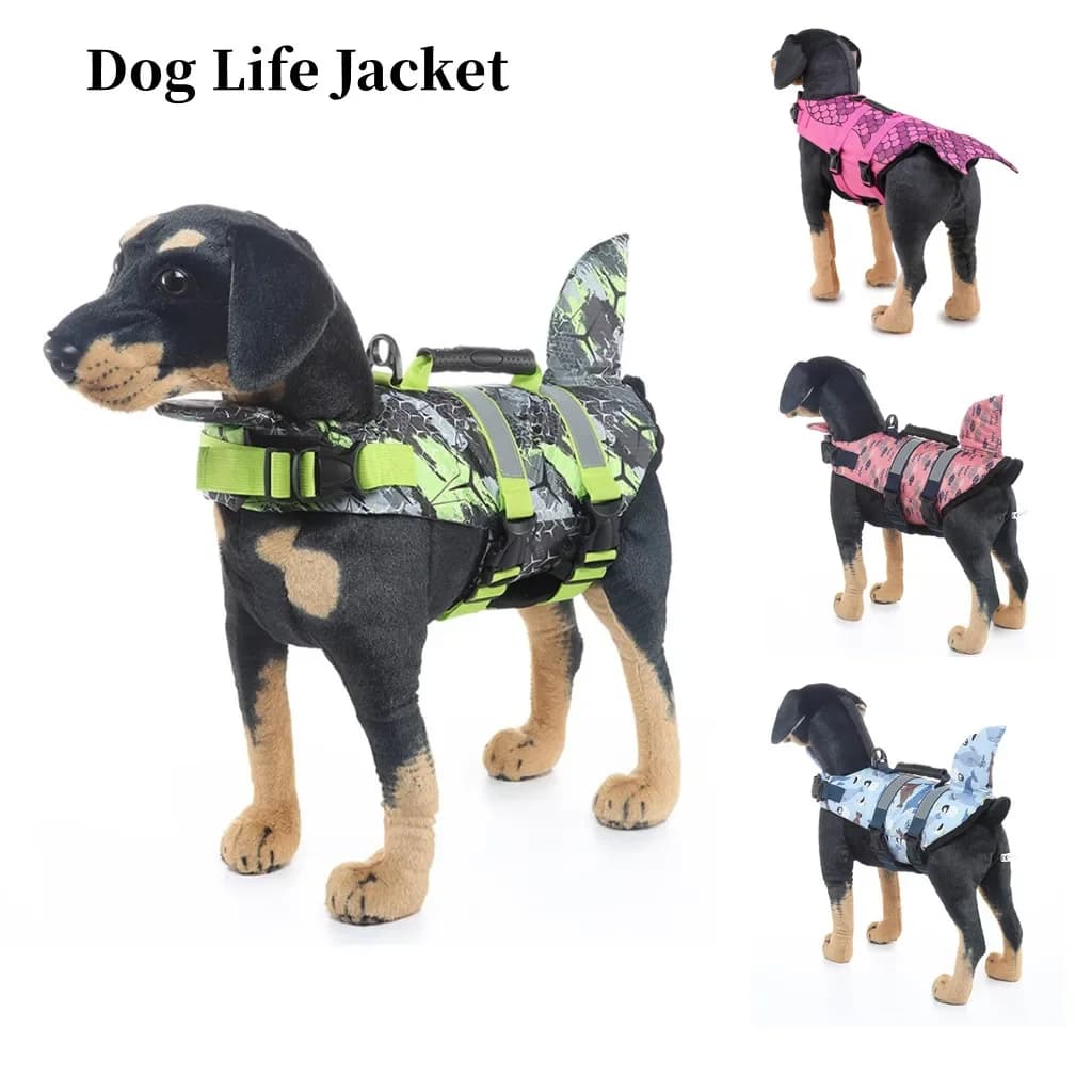 Giubbotto di salvataggio per cani da compagnia Gilet Abbigliamento Giubbotto di salvataggio Collare Imbracatura Pet Nuoto Costumi da bagno estivi Bilancia Squalo Abbigliamento galleggiante Costume da bagno