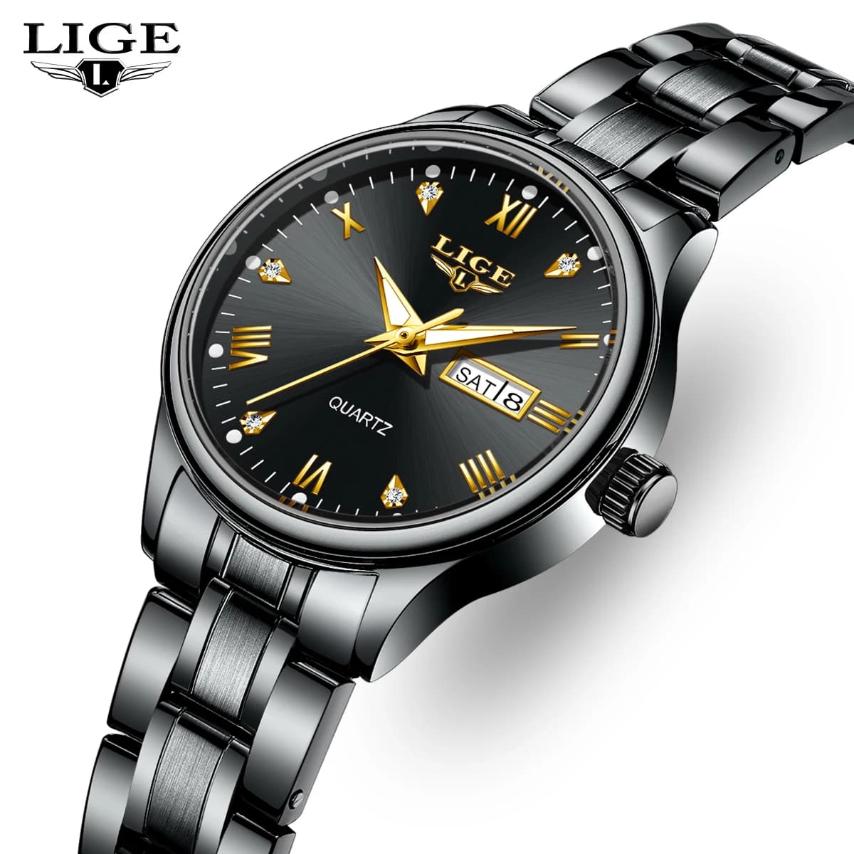 LIGE Top Band Women's Watch Classic Business With Diamond Scale Calendar Women's Watch Waterproof Quartz Watch Original Women's Watch