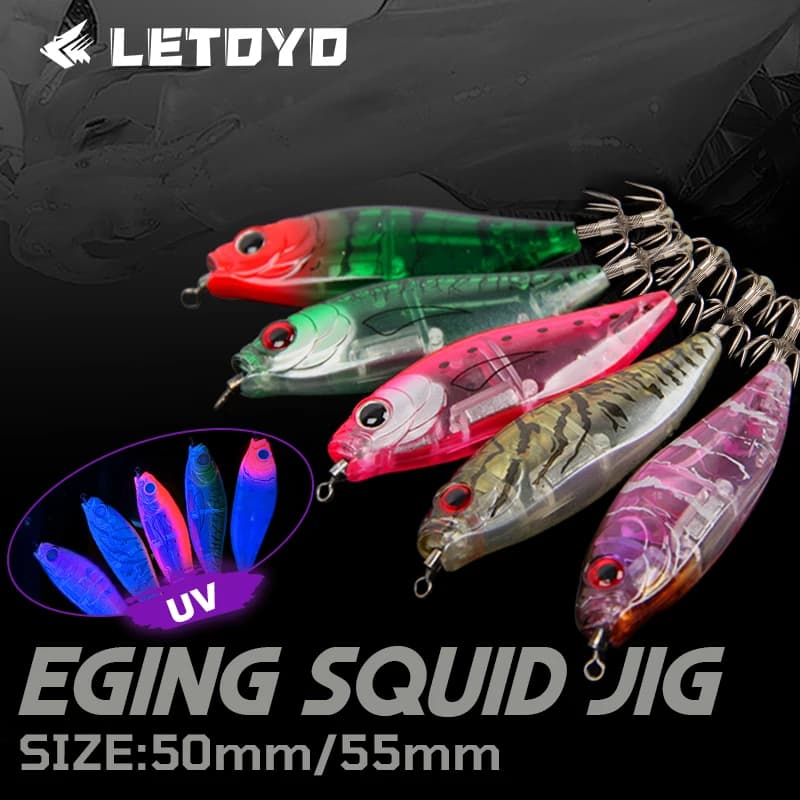 LETOYO Corea calamari esca UV calamari jig eging Esca artificiale per Webfoot Polpo richiamo Seppie richiamo di pesca