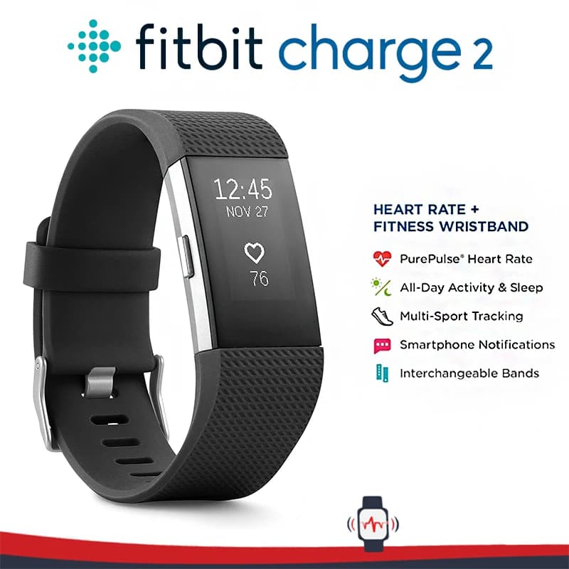 Fitbit Charge 2 braccialetto intelligente monitoraggio della frequenza cardiaca esercizio contapassi fitness sonno chiamata notifica GPS IOS Android
