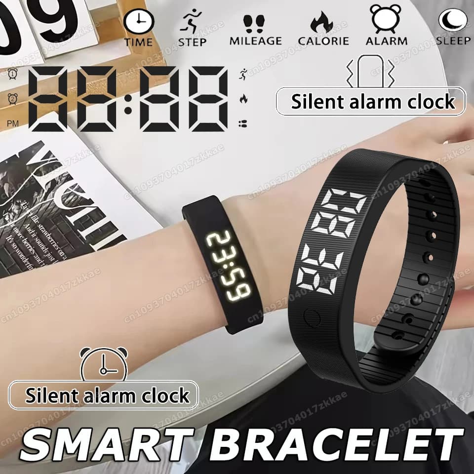 Nuovo Smartband LED Digitale 2026, Impermeabile, con Orologio Intelligente, Contapassi e Monitoraggio del Sonno ‎ HW12