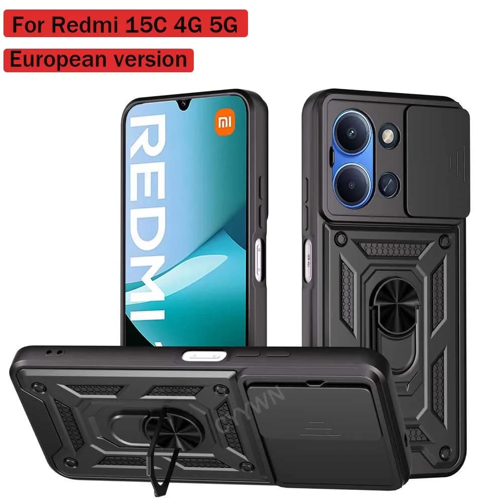 For Redmi 15C 173 MILLIMETRI Europe Camera Photo Frame Anti-shocket Case For Redmi 15C 4G 5G Europe Auto Magnetic Support Ring Protect Cover