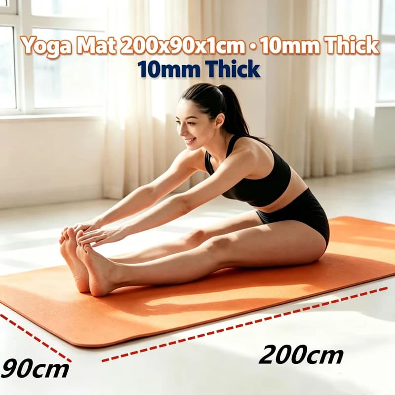 200x90x1cm Thick Eco‑Friendly Anti‑Slip Workout Mat Shock Absorbing Floor Pad Gym Yoga Pilates Exercise Daily Fitness Training