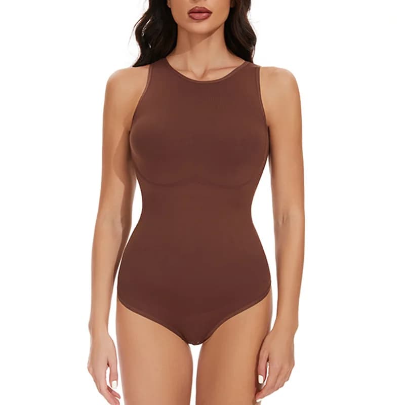 Body Modellante Ultra-Smooth Effetto Snellente e Contenitivo, Gilet Modellante Vita, Tuta Intera a Collo Tondo Tinta Unita