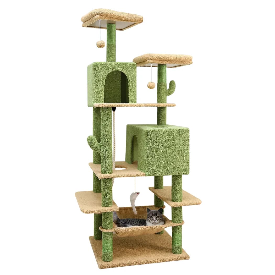 grande struttura per arrampicata per gatti, grande speciale nido per gatti in legno albero per cactus integrato villa per gatti in sisal
