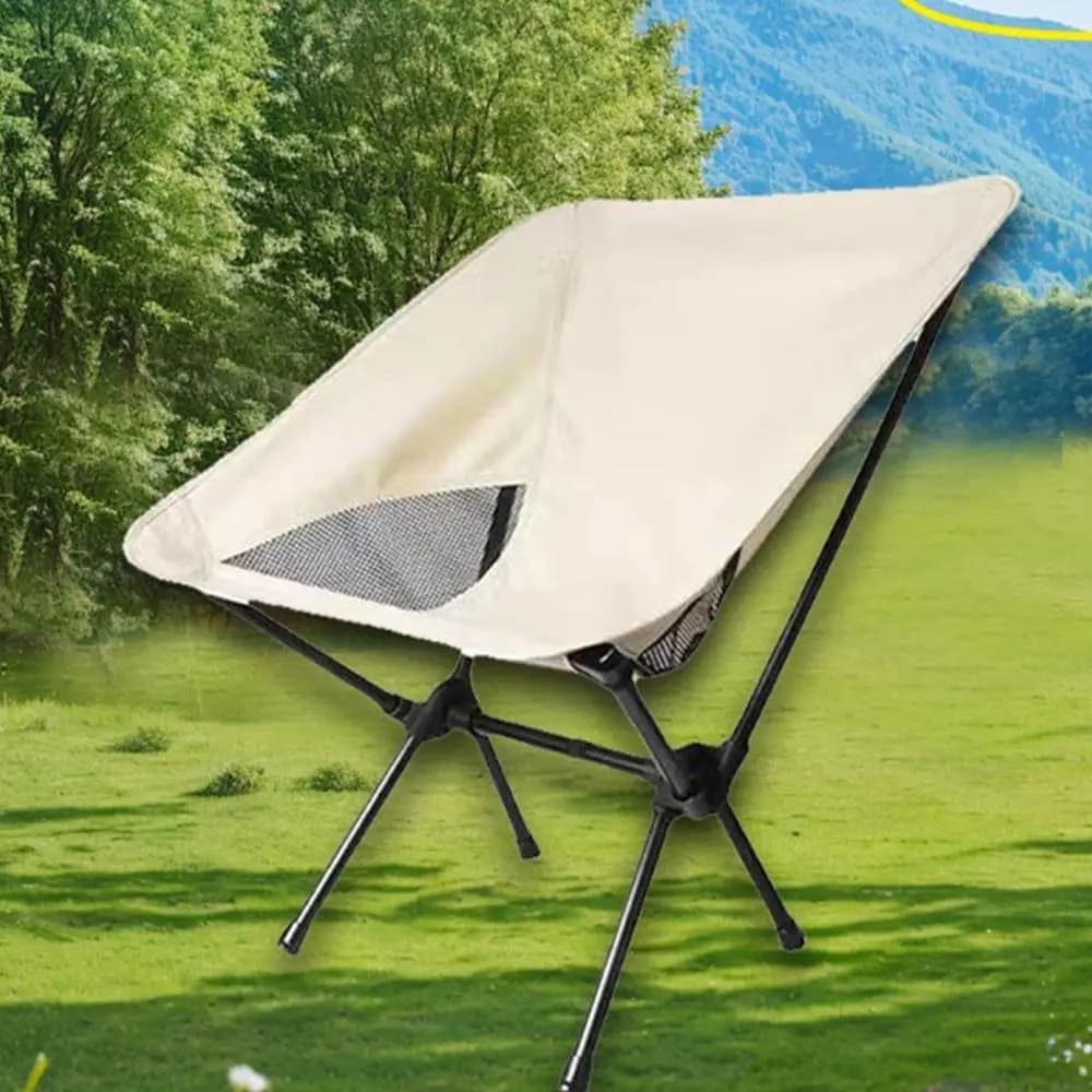 Collapsible Foldable Camping Chair Wear-resistant Ultralight Moon Chair Backrest Breathable Fishing Folding Chair