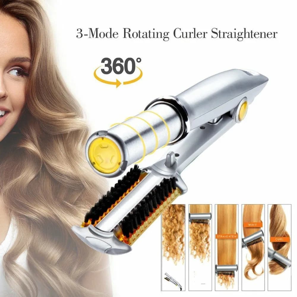 Piastra per capelli rotante, ferro da stiro, piastra per pettine elettrico con riscaldamento a caldo, bagnato e asciutto, per parrucca, styler per capelli lisci sfumati
