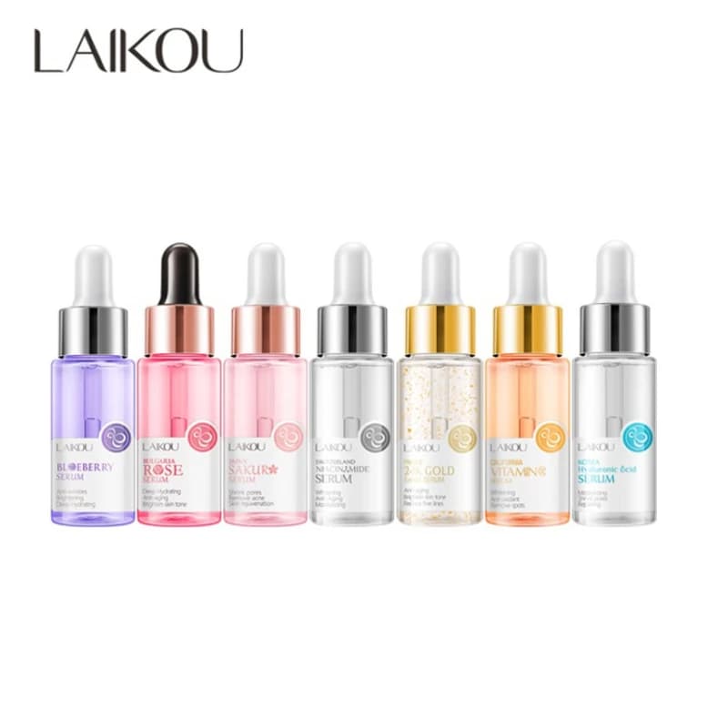 LAIKOU Siero Viso 17ml with Japanese Sakura Essence, Vitamin C, Hyaluronic Acid and 24K Pure Gold for Sebum Control