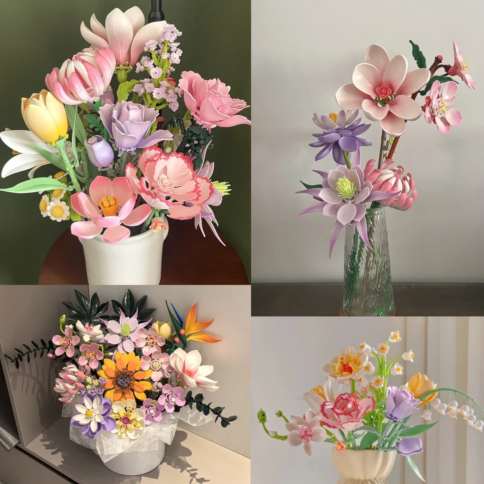 Blocchi di Costruzione MOC Fiori Eterni, Giocattoli da Assemblare, Piante Artificiali, Bouquet di Rose Fai-da-Te per Ragazze, Ornamenti da Scrivania, Decorazioni per Casa e Ufficio