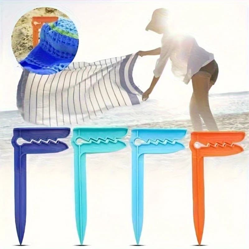 4-Pack Strong Beach Towel Clips Windproof Non-Slip Multipurpose Design for Camping Beach Pool Patio Bathroom Bed Sheet Secure...