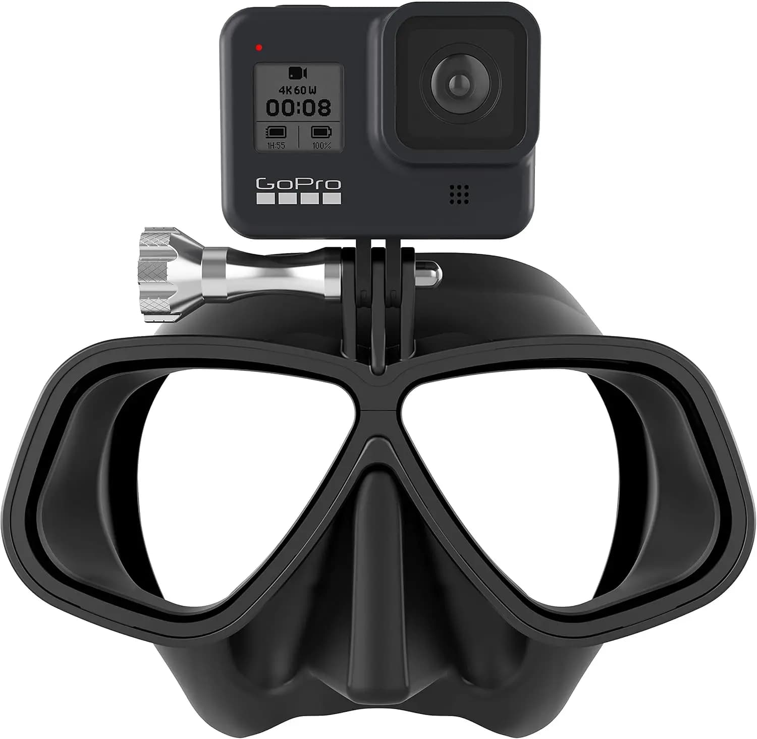 Frameless underwater mask with GoPro diving, snorkeling, apnea - Transparent