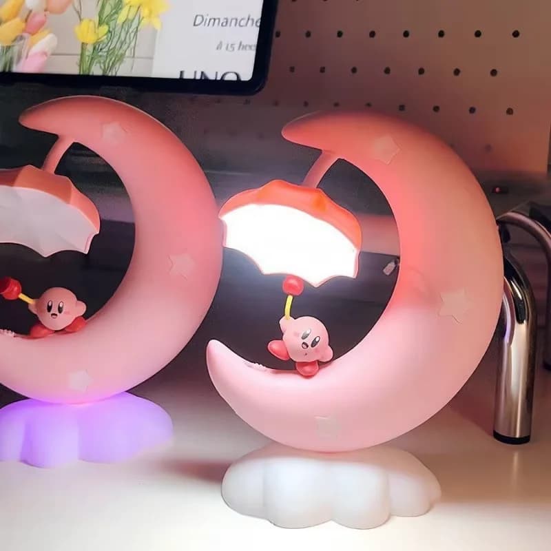 Night lamp Anime Kirby, Carina and Kawaii in Shape of Umbrella with Cloud Base, Eye Protection, Night Lamp for Children's Bedroom