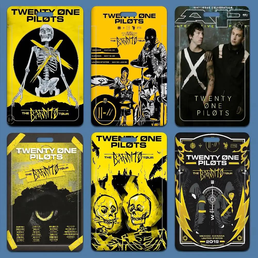 Popolare Porta Carte di Credito T-Twenty One Pilot Band 1pz con Laccetto da Collo per Carte Bancarie, Porta ID per Studenti, Badge Identificativo
