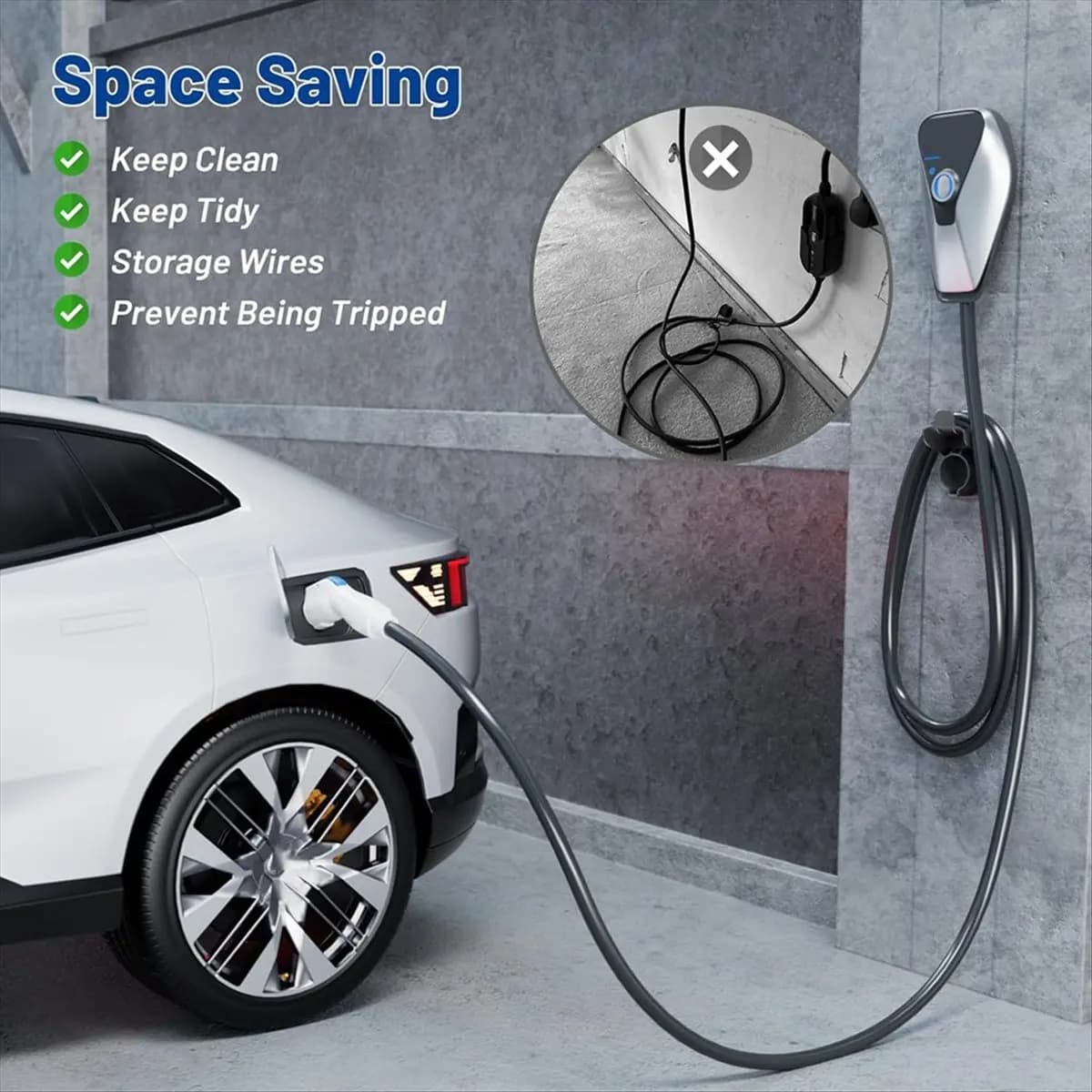 Supporto per Caricabatterie EV A56K, Organizzatore per Cavo di Ricarica SAE J1772, Gancio per Cavo Caricabatterie Portatile per Auto Elettriche