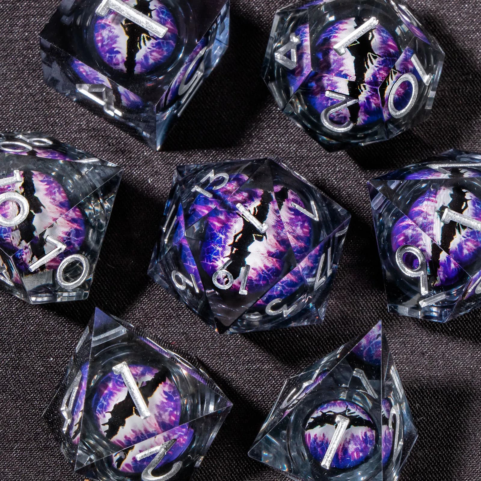 Set di dadi DND Liquid Core D&D, dadi Dungeon e Dragon in resina con bordo affilato, dadi D e D per giochi di ruolo D20 D12 D10 D8 D6 D4