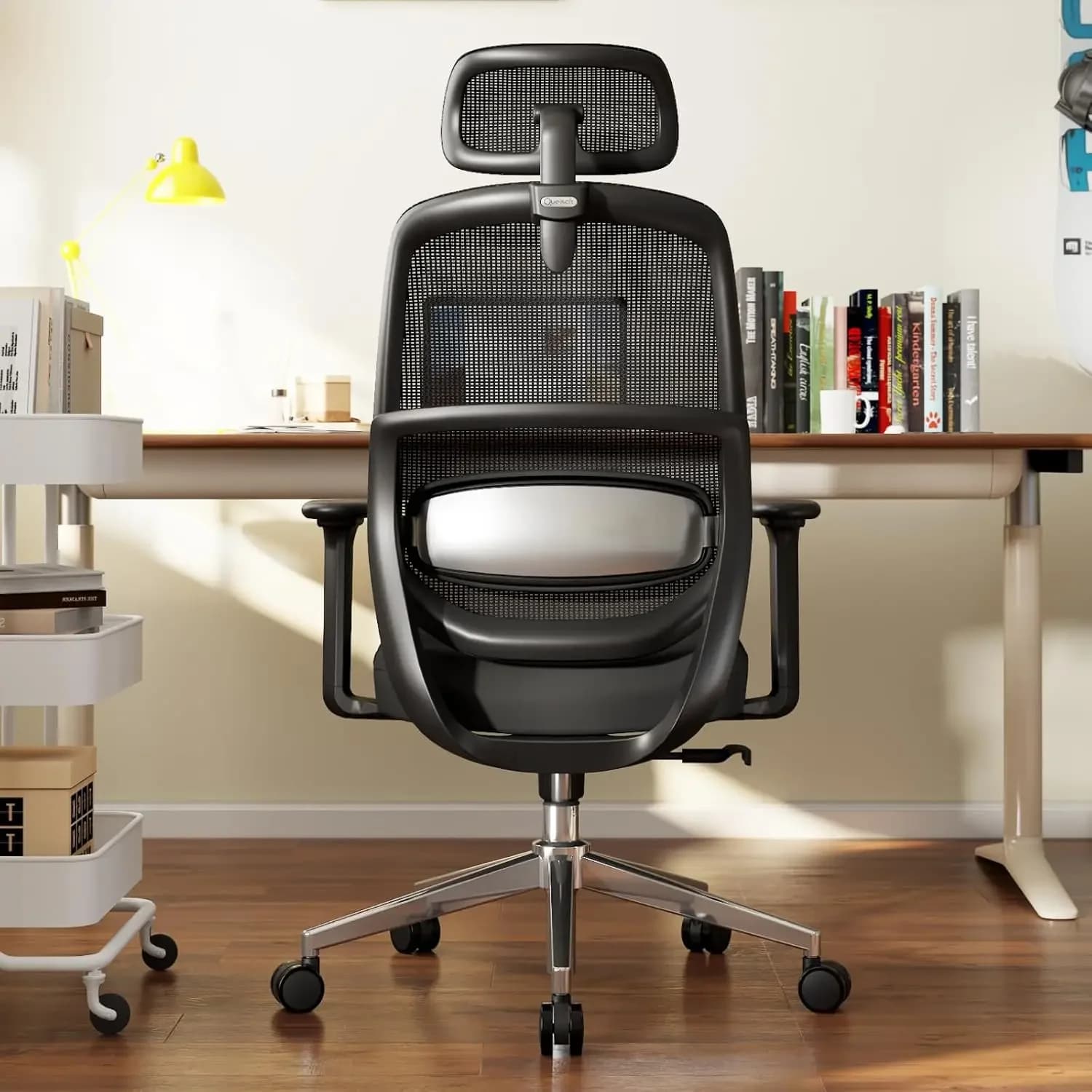 Sedia da Ufficio Ergonomica per Casa e Gaming, Supporto Lombare, Schienale Alto, Nera