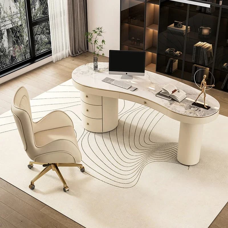 Tavolo da scrivania bianco in piedi Forniture per ufficio Computer portatile Tavolo da scrivania estetico Cassetti Tavolo Pour Ordinateur Mobili per la casa