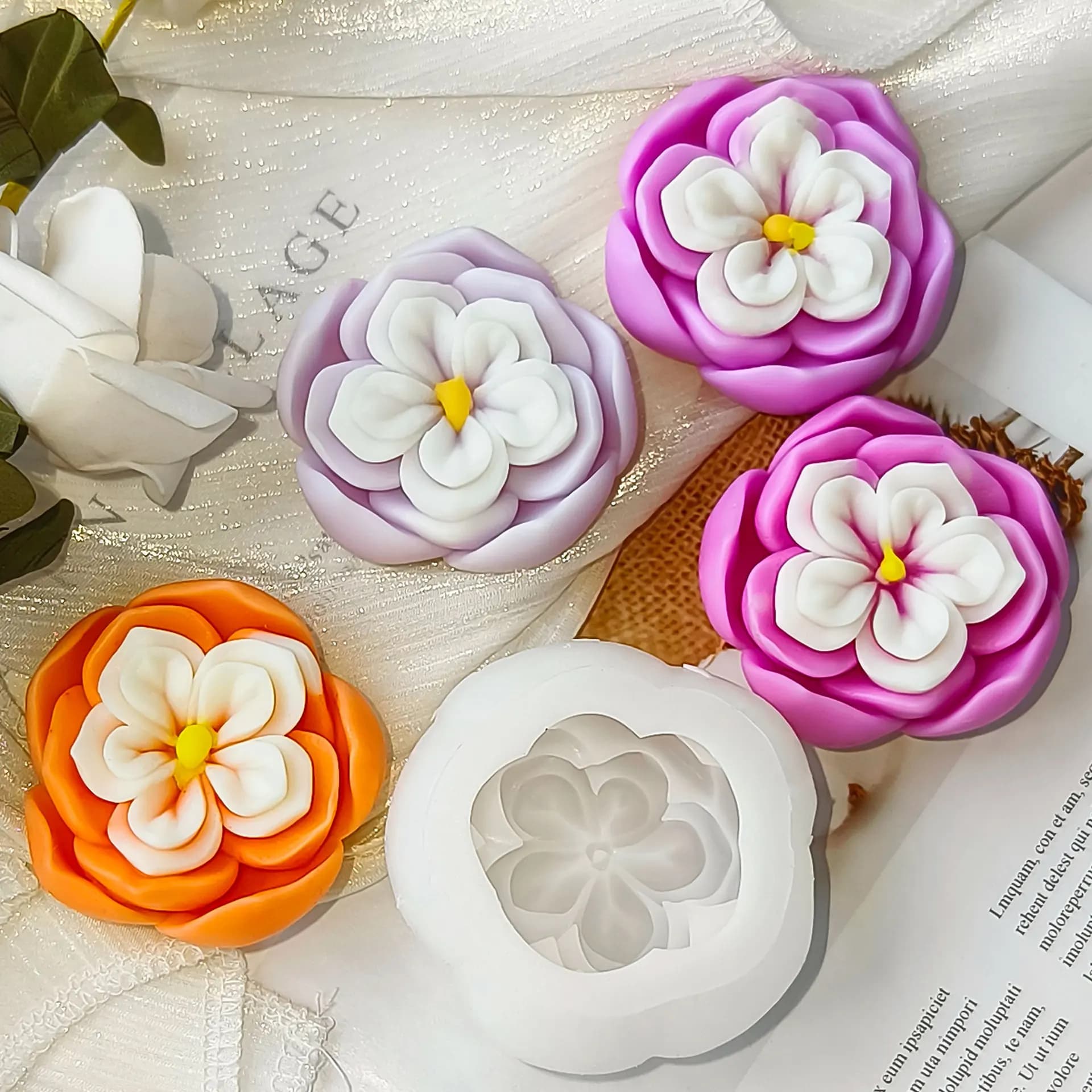 5-Petal Flower Silicone Mold for Candle Making DIY Flower Epoxy Resin Plaster Soap Mould Soap Plaster Craft Supplies