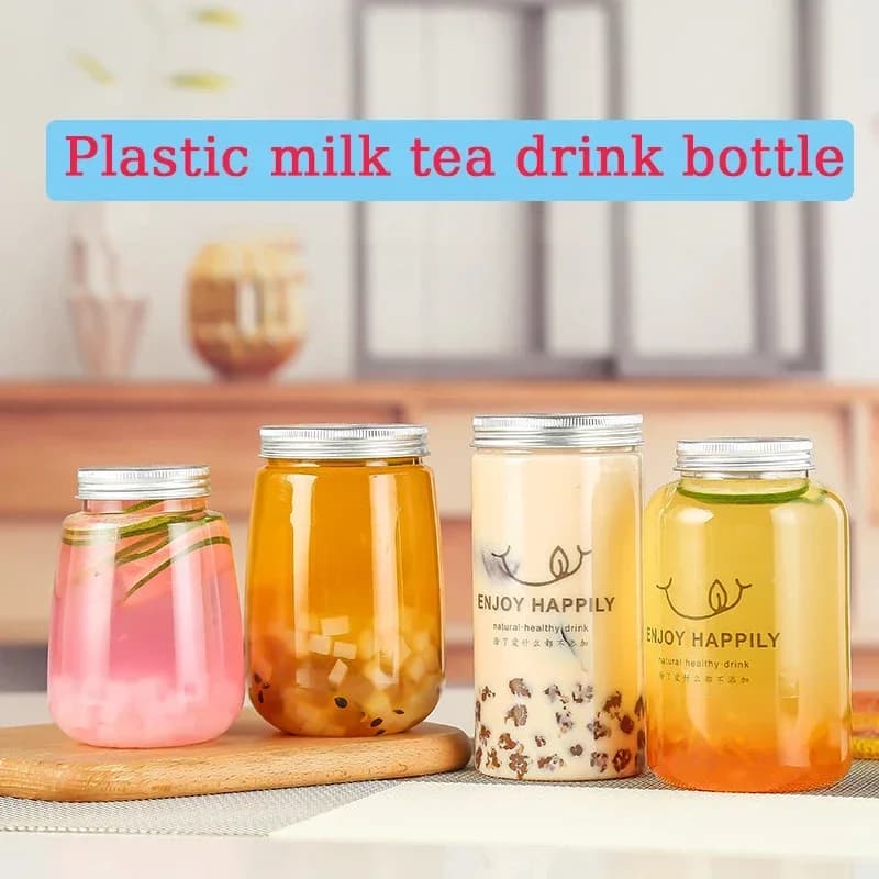 40pcs Milk Tea Drink Bottle Plastic Packaging Juice Bottle Storage Bottles Jars Water Bottle Tea Juice Portable Drink Bottle