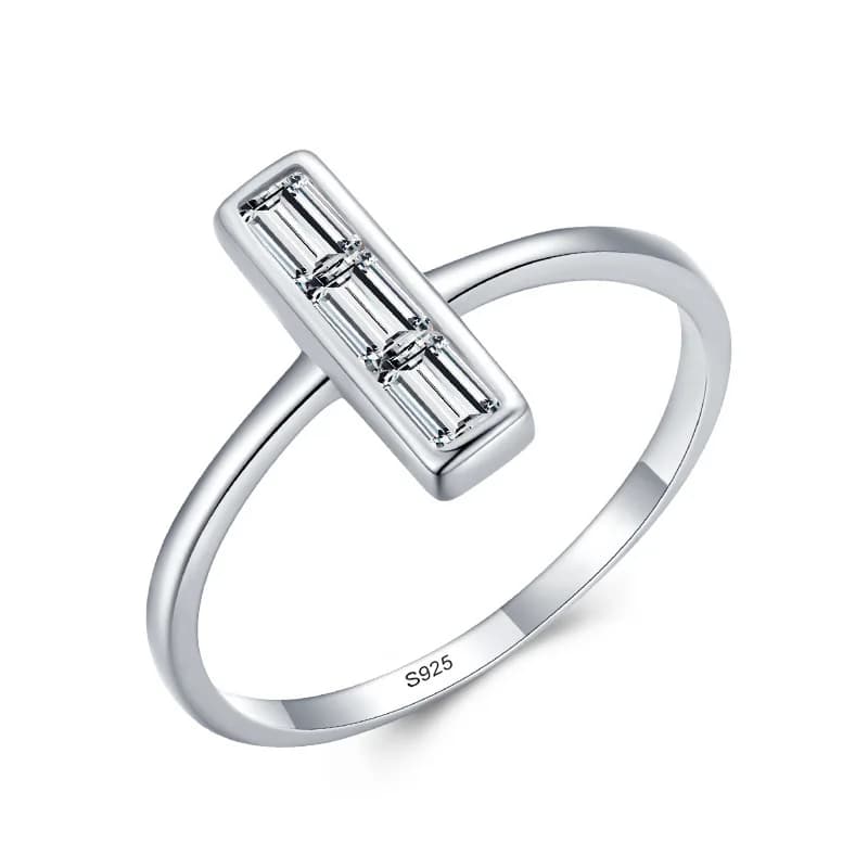 Anello di diamanti rettangolare in argento S925 con gioielli di lusso leggeri e alla moda femminili