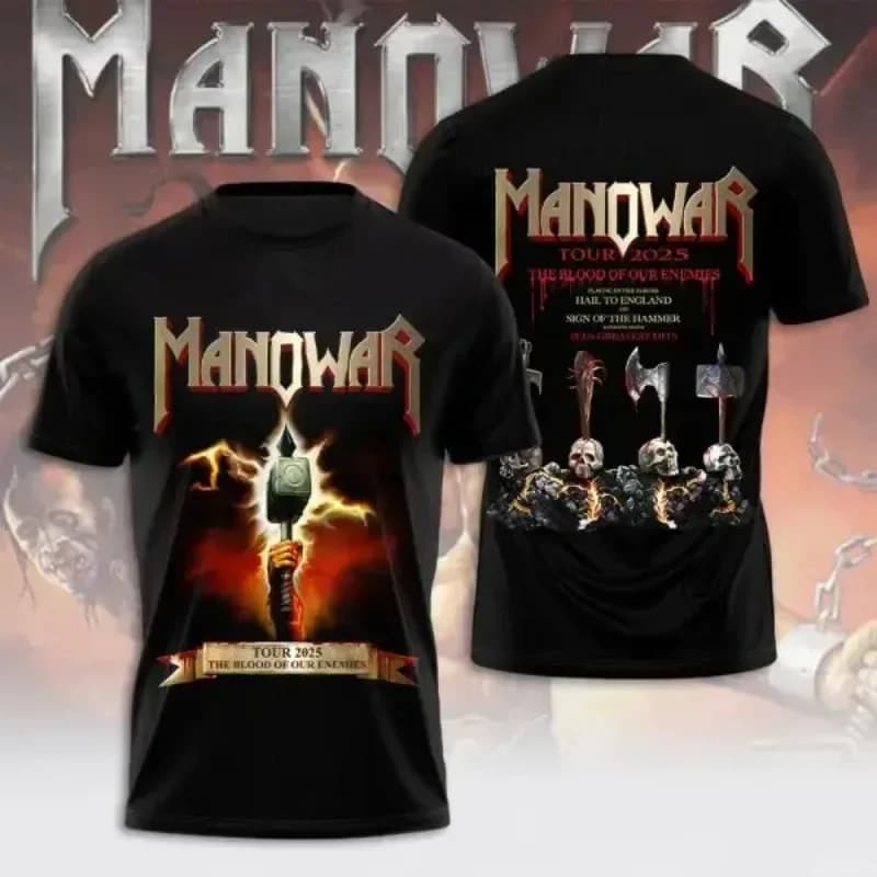 Rock Manowar Band 3D Print Sport T-shirt da uomo traspirante ad asciugatura rapida Hip Hop Harajuku Street Casual Top a maniche corte per esterni estivo