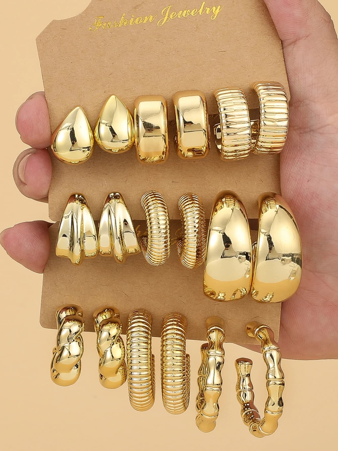 3 paia/9 paia Set di orecchini a forma di C filettati in materiale plastico alla moda, regalo di gioielli perfetti per gli amici