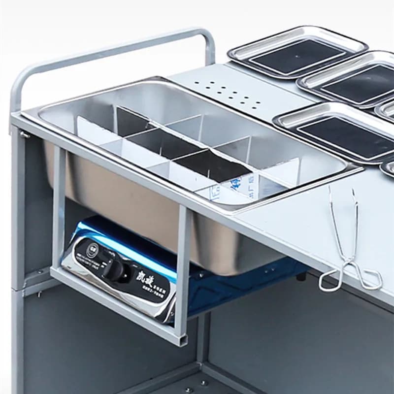 gas frying stables barbecue iron pan Oden kitchen Malatang carpet trolley for mobile snack