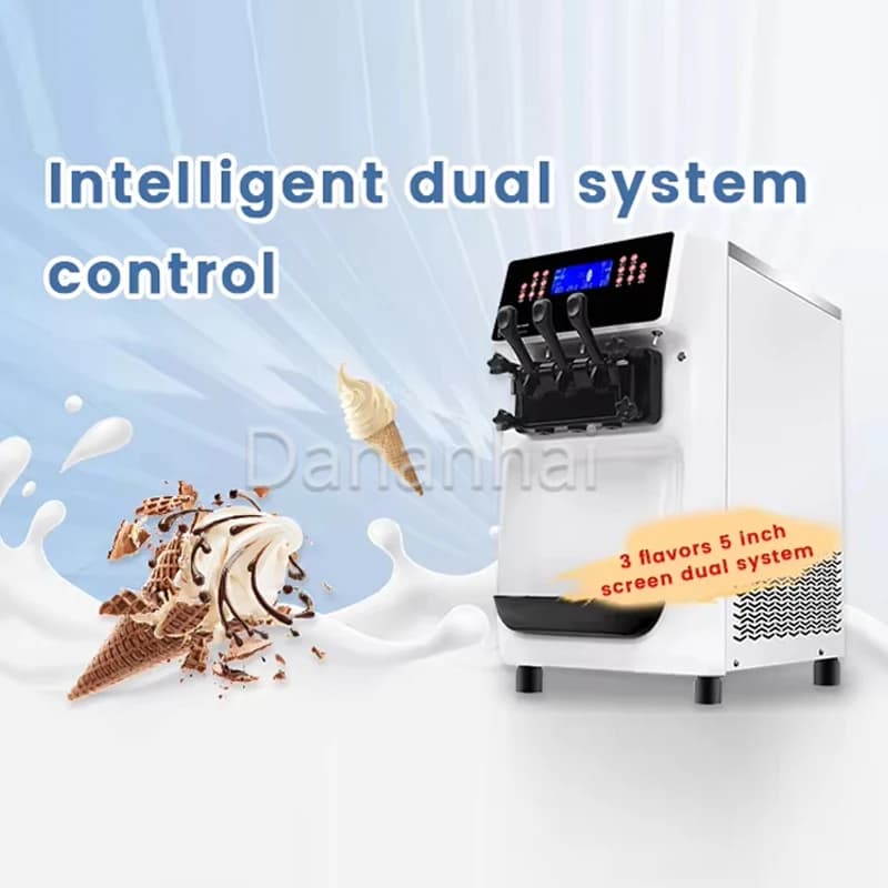 Countertop 3 Flavor Soft Serve Ice Cream Machine GT32ERLW 220V 50Hz Commercial Ice Cream Maker For Coffee Bar