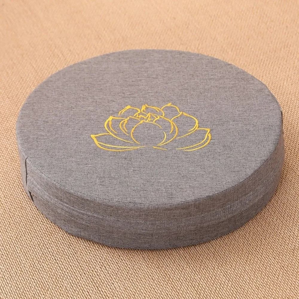 New Lotus Embroidered Yoga Meditation Cushion Removable Cover Washable Tatami Mat Thickening Fill Round Linen Futon Cushion